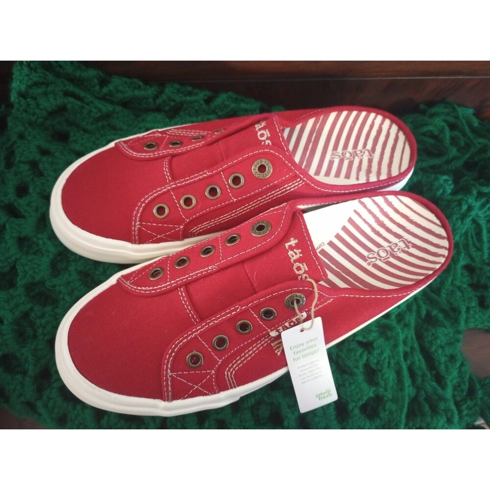 Taos EZ Soul ESL-13666 Red Slide On Sneaker Mule Casual Shoes Women's Size 8